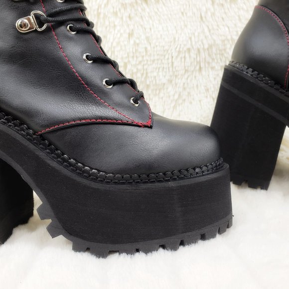 Gothic Punk Chunky Heel Platform Rocker Ankle Boot - Picture 15 of 16